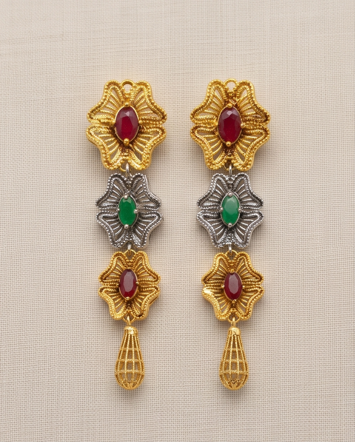 Dual-Tone Long Earrings