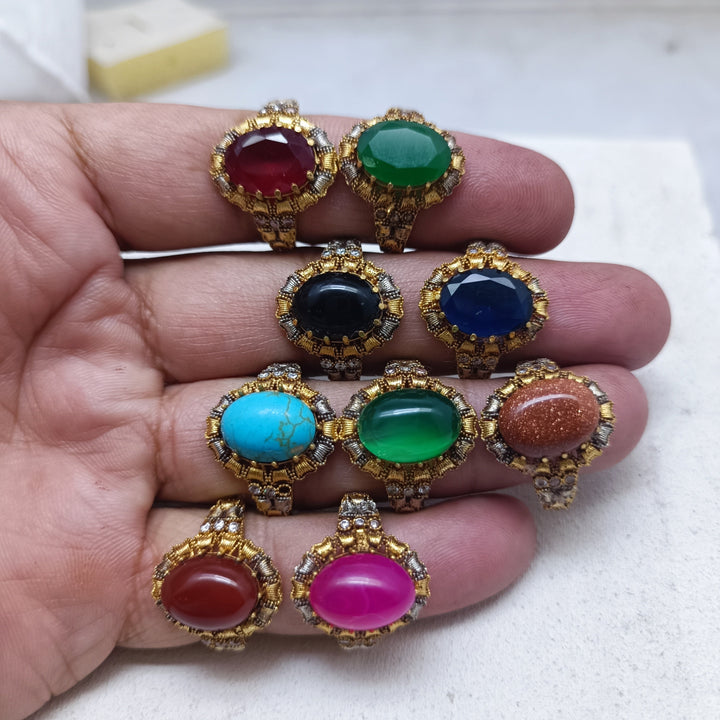 Handmade Gold Plated Gemstone Ring/uk28B