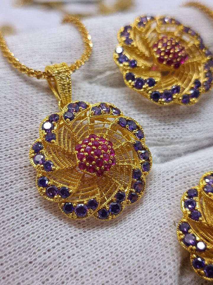 locket set flower zirconia