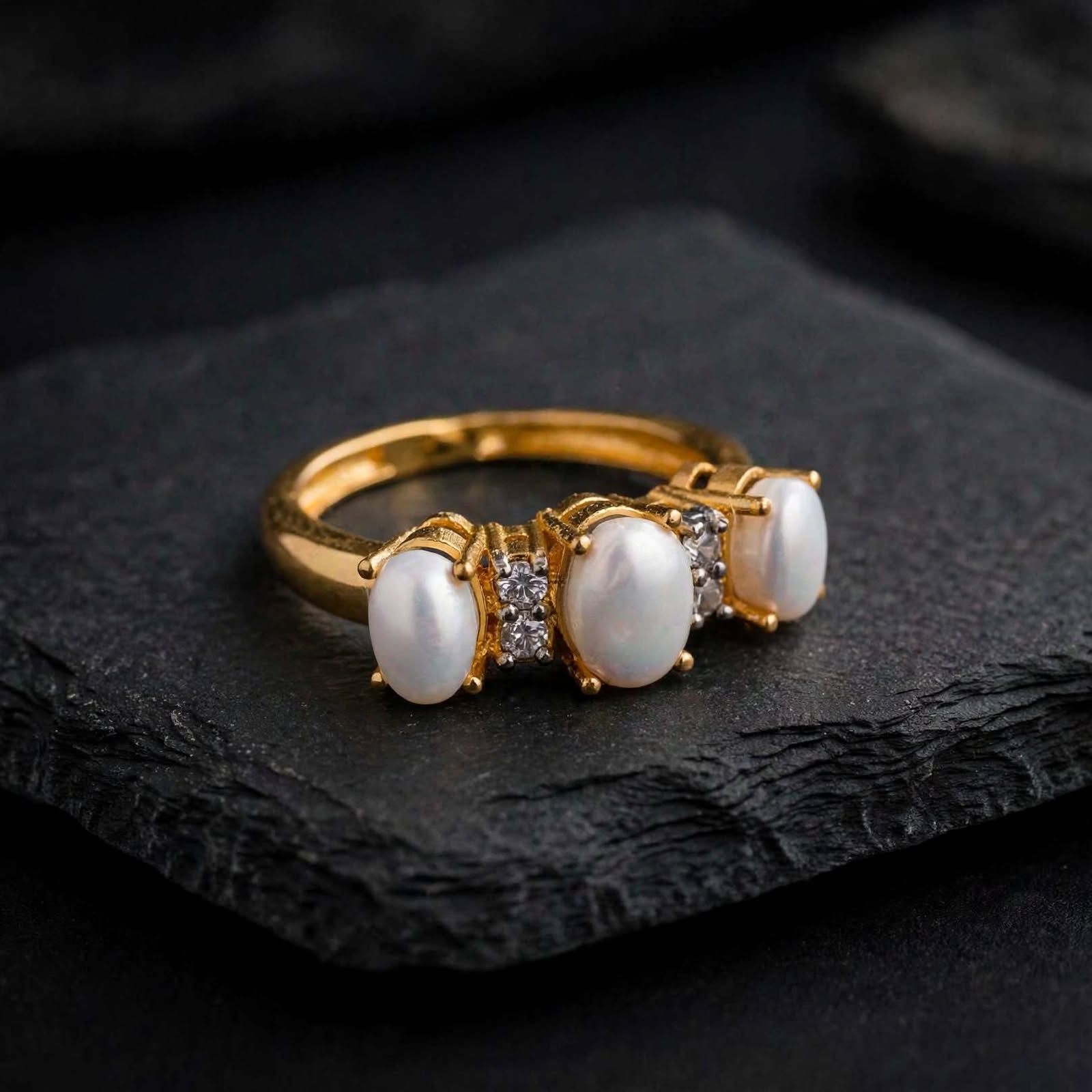 Triple Pearl Statement Ring