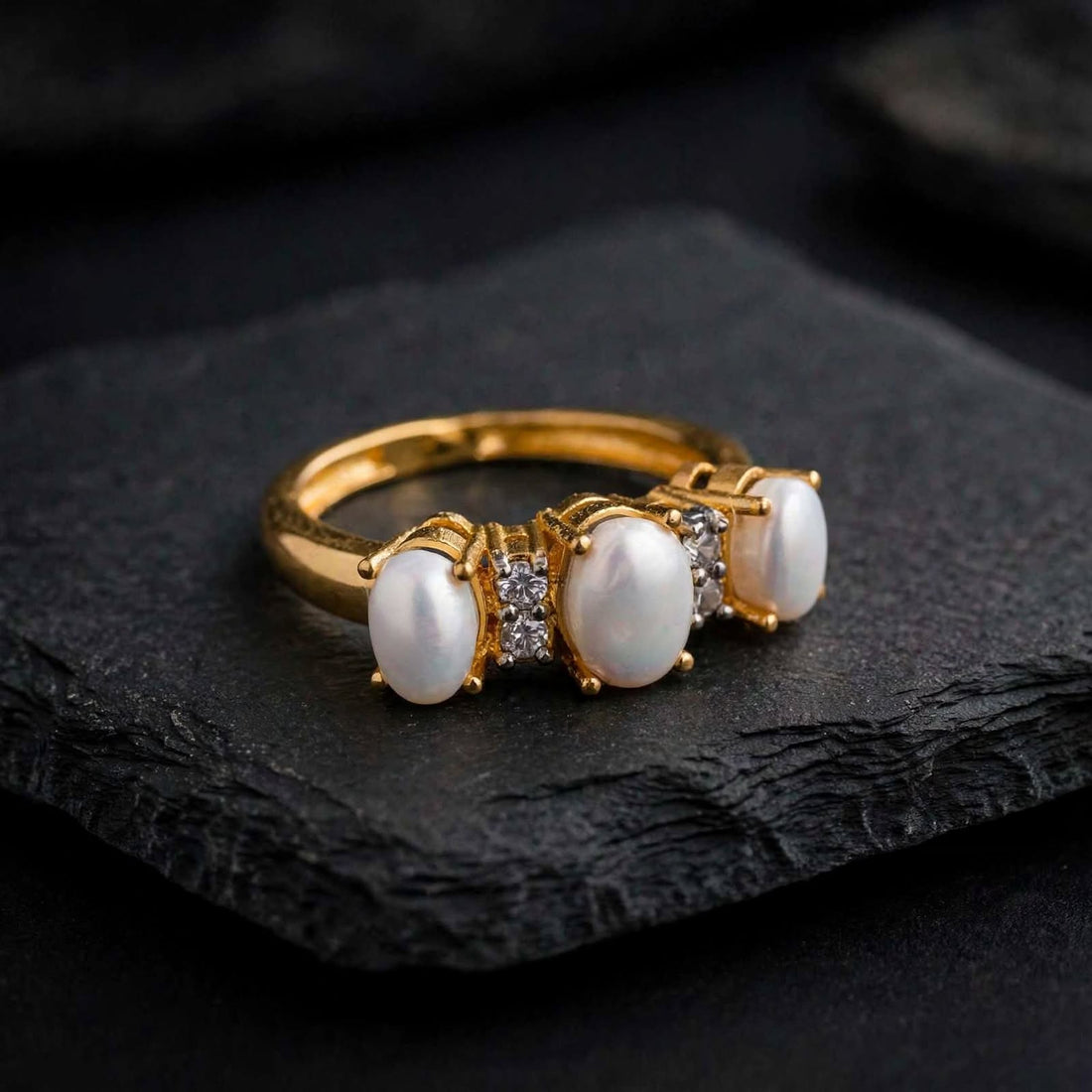 Triple Pearl Statement Ring